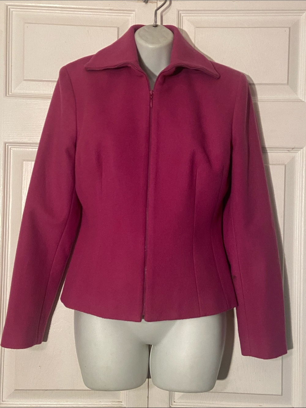 Cache Fuchsia Wool Blend Zip-Front Short Jacket sz 8